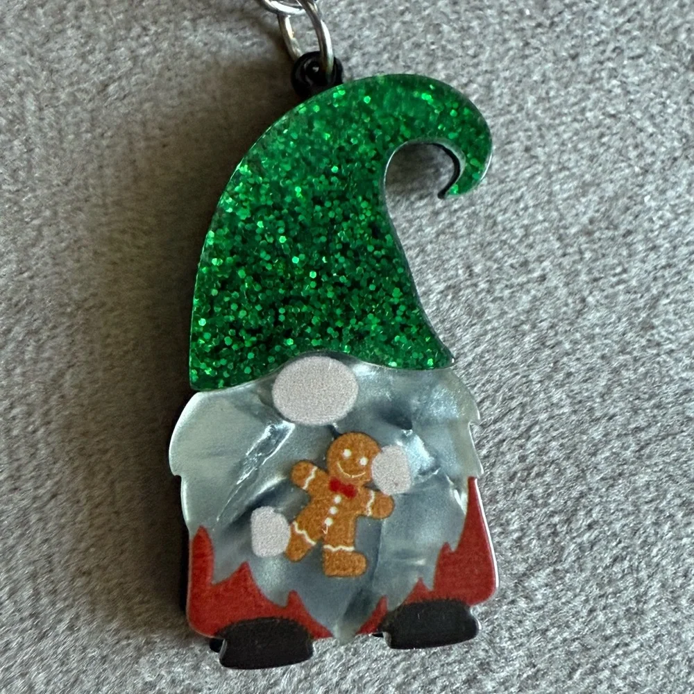 Festive Gnome Keychain with Green Hat
